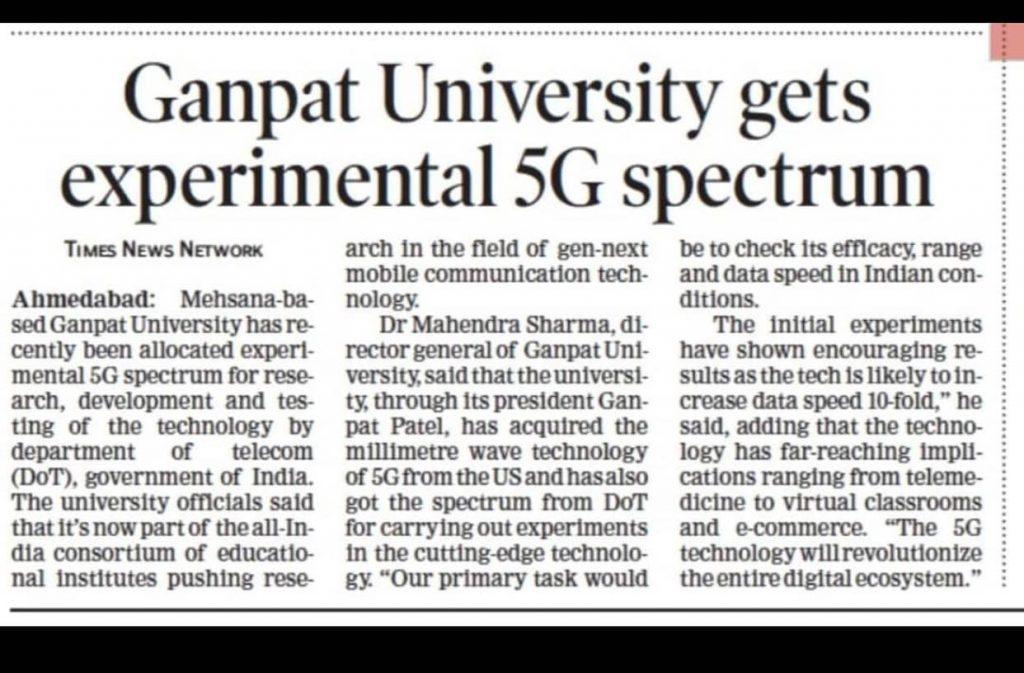 Ganpat University gets experimental 5G spectrum
